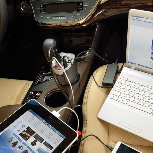 TRIPP LITE 200W Car Power Inverter with 2 Outlets & 2 USB Charging Ports, Cup Holder Design, Auto Inverter, Gray
