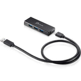 USB 3.0 4-Port Mini HUB by j5create | Portable Adapter, USB 3.0/2.0 for Windows, Mac OS, Linux OS Black