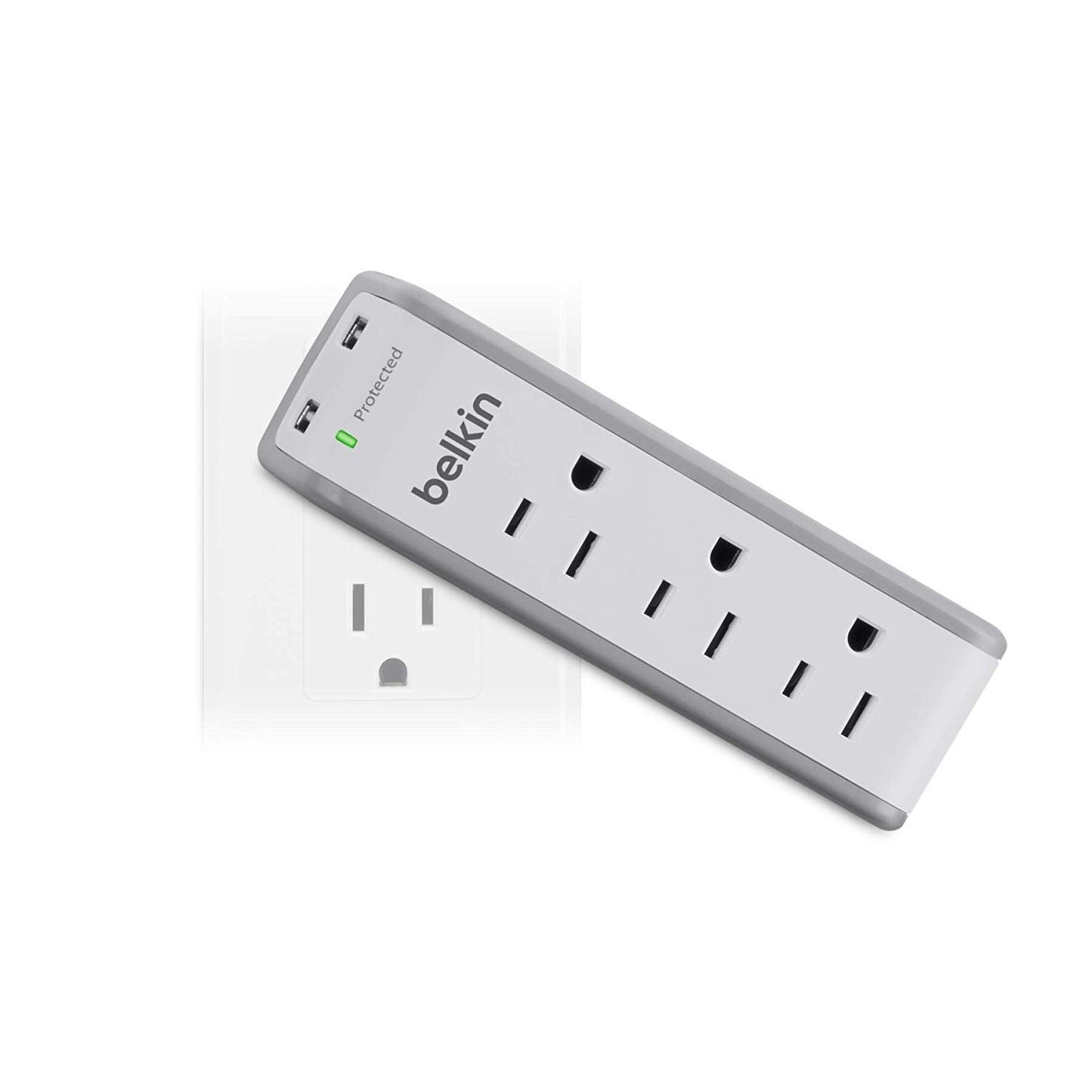 Belkin BZ103050-TVL 3-Outlet Mini Travel Swivel Charger Surge Protector with Dual USB Ports, 1-Amp/5-watt