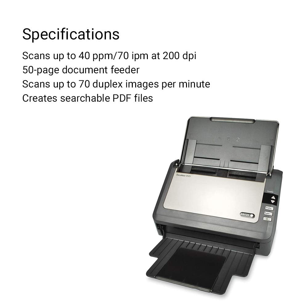 Xerox Scanners XDM31255M-WU Documate 3125 Duplex Color Scanner for Pc and Mac