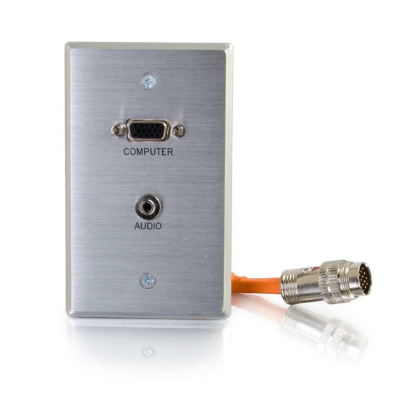 C2G 60107 RapidRun VGA (HD15) + 3.5mm Single Gang Wall Plate, Aluminum
