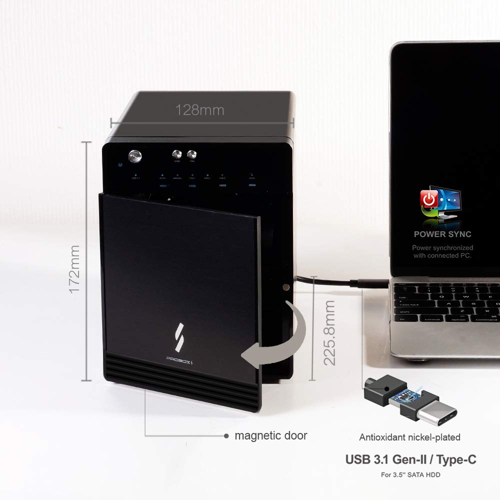 Mediasonic USB 3.1 4 Bay 3.5" SATA Hard Drive Enclosure - USB 3.1 Gen 2 10Gbps Type C/USB-C (HF7-SU31C)