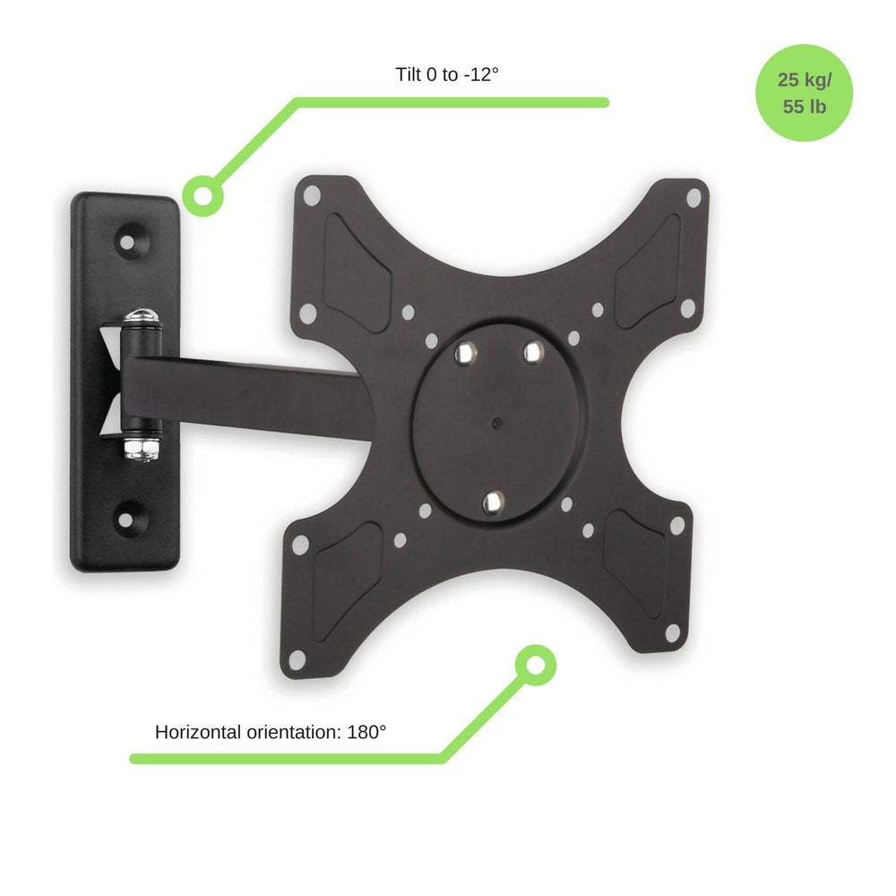 Techly 1-Arm Tilt/Swivel TV Wall Mount- 19-37in