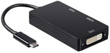Monoprice USB Type-C to 4K HDMI, Single Link DVI, and VGA Passive Adapter, Black