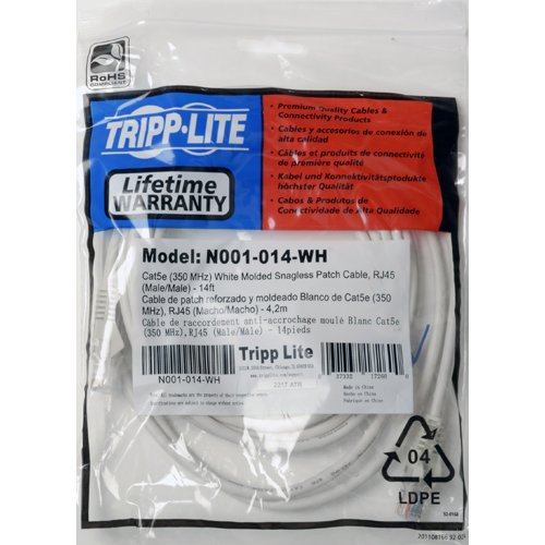 Cat5e 350mhz Snagless Molded Patch Cable (Rj45 M/M) - White, 50-Ft.