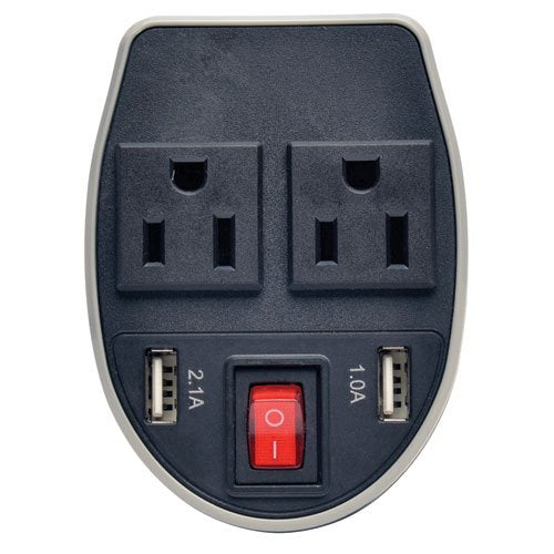 TRIPP LITE 200W Car Power Inverter with 2 Outlets & 2 USB Charging Ports, Cup Holder Design, Auto Inverter, Gray
