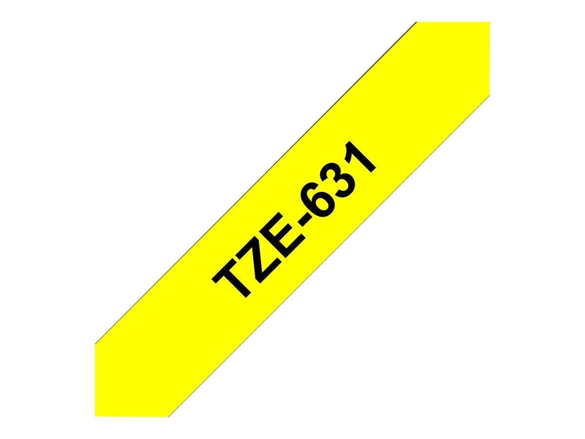 Brother TZE631 Genuine P-Touch Tape (12mm Black on Yellow)