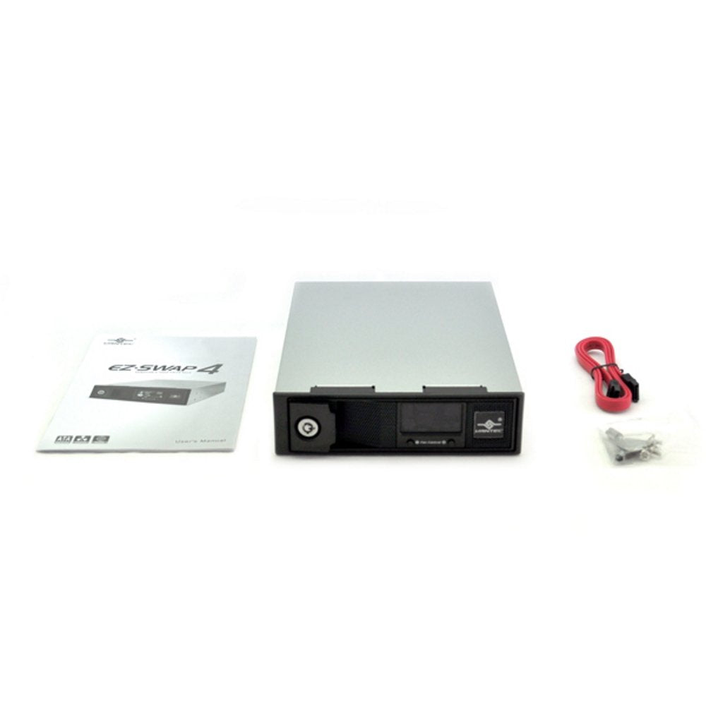 Vantec Ez Swap 4 3.5-Inch Aluminum Removable Trayless Sata Hard Drive Rack with LCD and Fan MRK-401ST-BK (Black)