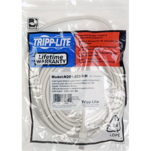 Tripplite N201-007-WH 7 Feet CAT6 Gigabit Snagless RJ45 Patch Cable M/m (White)
