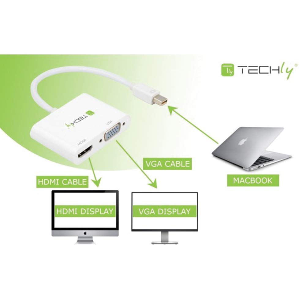 Techly IADAP MDP-VGAH12 Mini Display Port to Hdmi/Vga Adapter