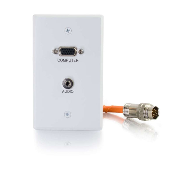 C2G 60108 RapidRun VGA (HD15) + 3.5mm Single Gang Wall Plate, White