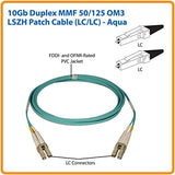 Tripp Lite N820-25M 25M 10Gb Duplex Multimode 50/125 LSZH Aqua Fiber Patch Cable LC/LC, 80-Feet