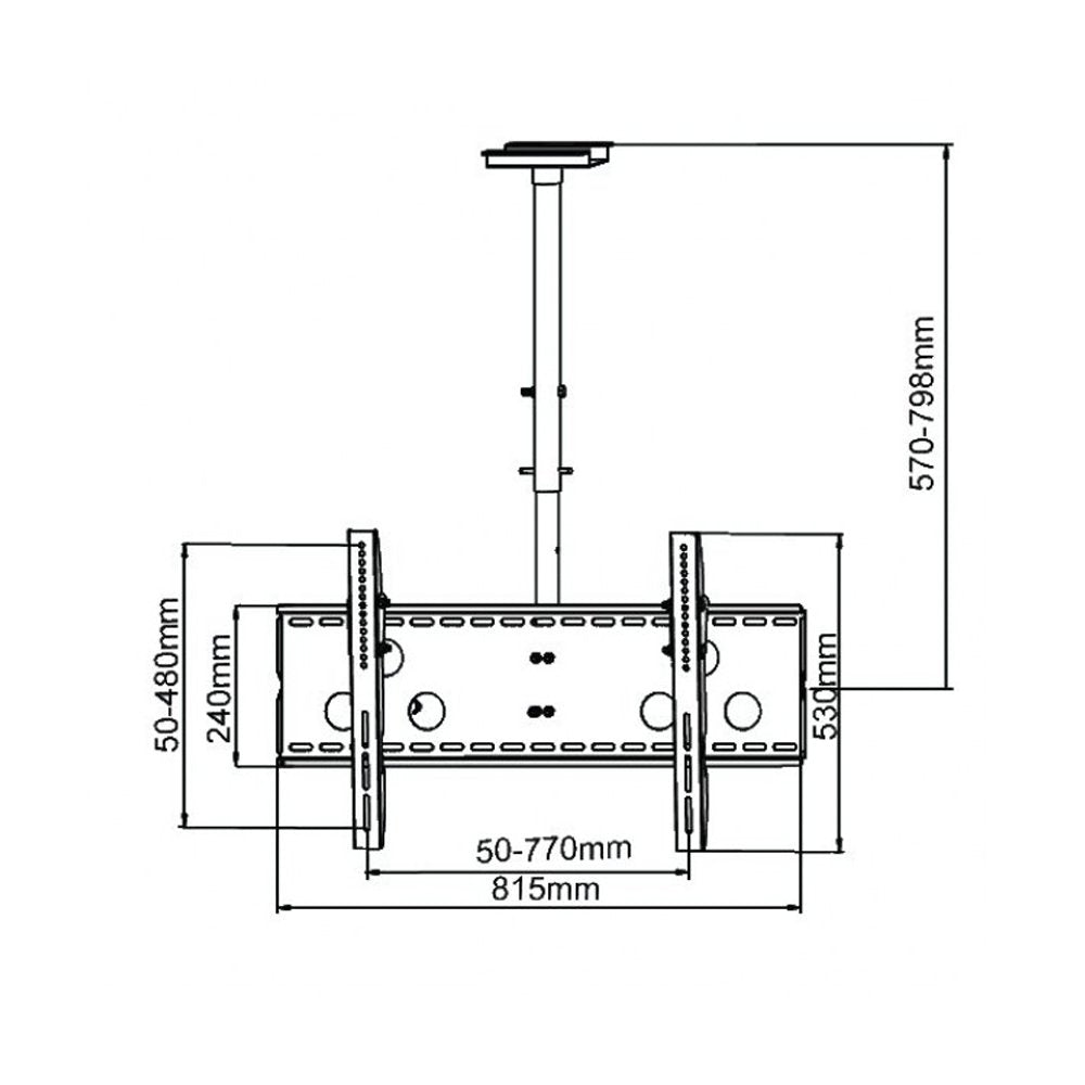 TECHly TV Ceiling Mount - 32 to 60in- Tilt/Swivel Features- Up to 80kg