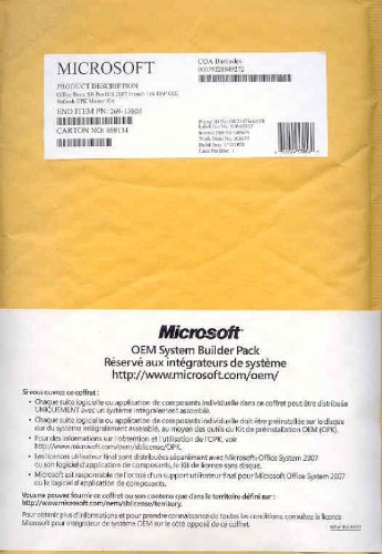 1pk Oem Fr Office 2007 Opk Kit  Must Order Oem Lic Separately
