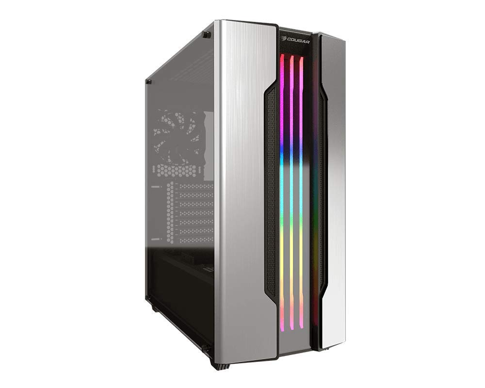 Cougar Gemini S Mid Tower Gaming Case with a Full-Sized Tempered Glass Cover and an Integrated RGB Lighting System (Silver)