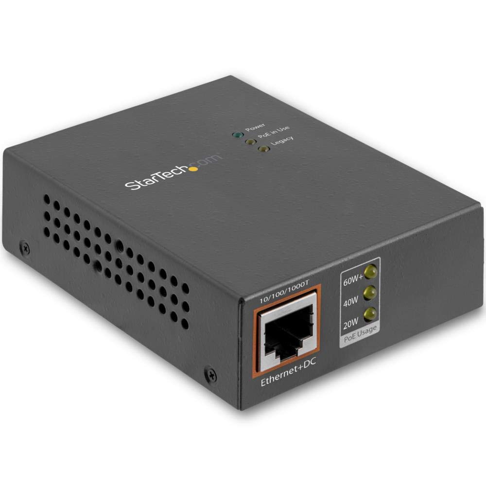 StarTech.com 1-Port 60W PoE Injector + PoE Splitter Kit - 10/100/1000Mbps - Power Over Ethernet (UPOESPLT1G)