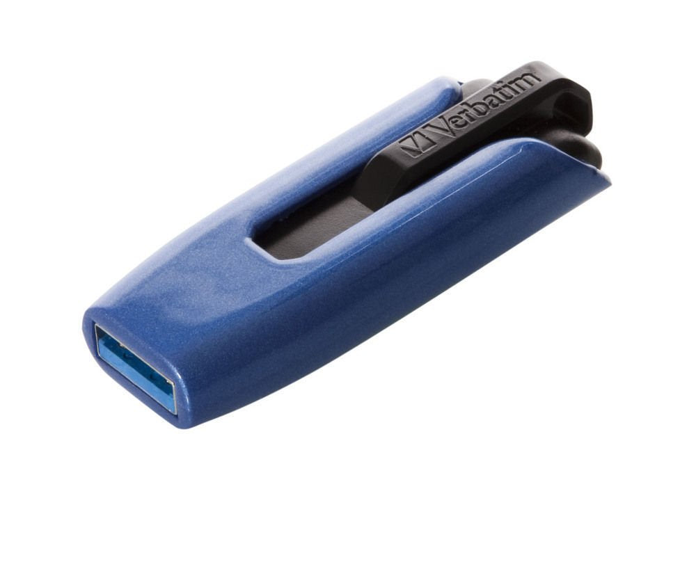 Verbatim 128GB USB 3.0 Store 'n' Go V3 Max Flash Drive - Cap-Less & PC / Mac Compatible - Blue