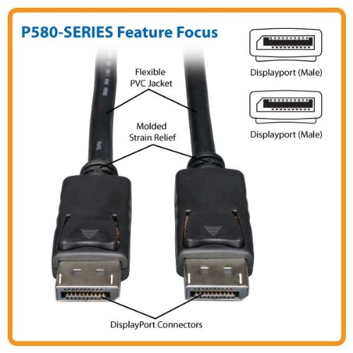 TRIPP LITE DisplayPort Cable with Latches, DP to DP, 4K x 2K, 6'