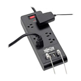 Y417U Tripp Lite 6 Outlet Surge Protector Power Strip with 4 USB Ports (4.2A Shared), 900 Joules, Black, 6 Ft. (TLP664USBB)