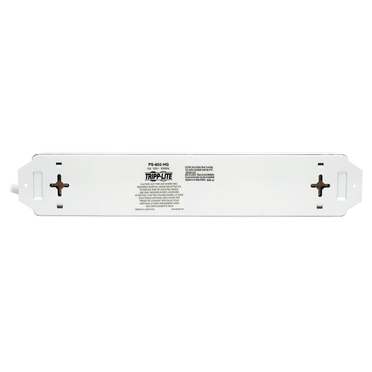 Tripp Lite Power Strip Hospital Medical 120V 5-15R-HG 6 Outlet 15' Cord Metal - Power distribution strip - 15 A - AC 120 V - input: NEMA 5-15 - output connectors: 6 ( NEMA 5-15 ) - 15 ft - w