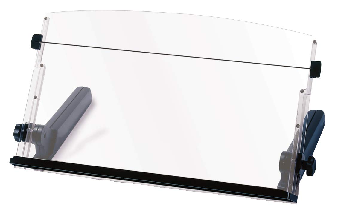 3M Adjustable Document Copy Holder, In-line with Monitor Minimizing Head and Neck Movement, 300 Sheet Capacity Holds Sheets to Books, Elastic Line Guide Keeps Pages Open, 18" Wide, Black (DH640)