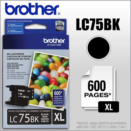 Brother Printer LC752PKS 2 Pack of LC-75BK Cartridges Ink - Retail Packaging