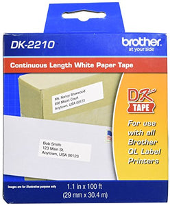 Brother DK-2210 Continuous Length Paper Label Roll, 1-1/7-Inch Wide