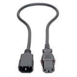 Power Extension Cord Cable C14 to Locking C13 M/F 18 AWG 10A 2ft