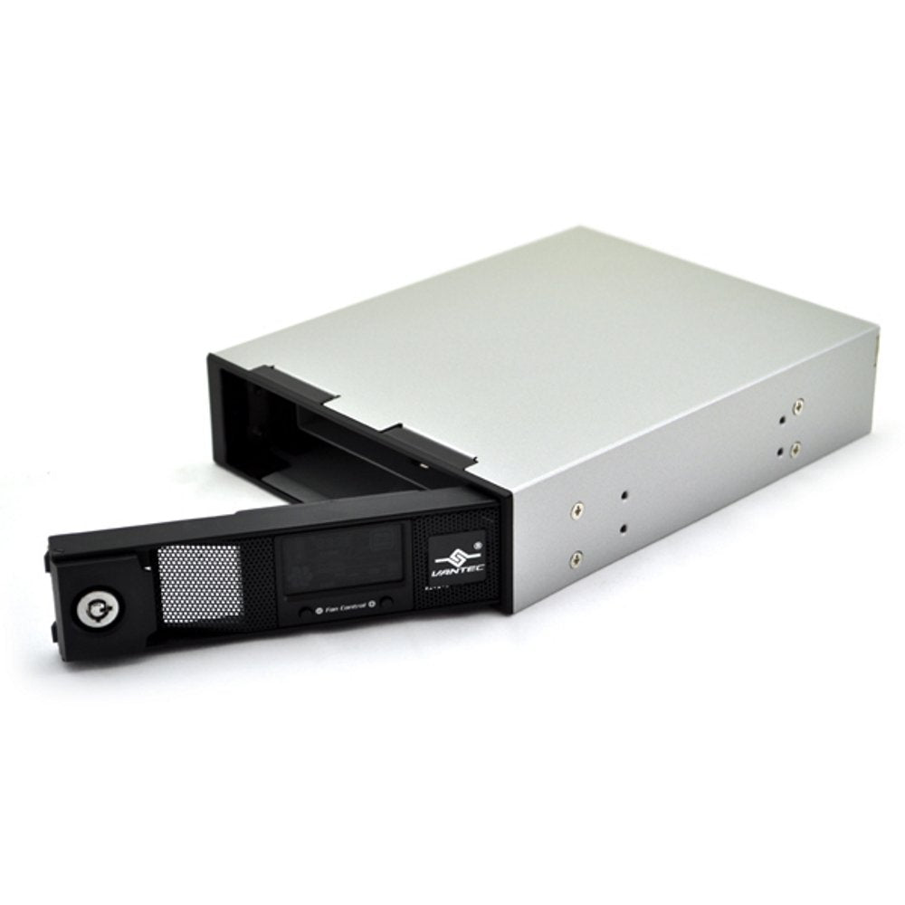 Vantec Ez Swap 4 3.5-Inch Aluminum Removable Trayless Sata Hard Drive Rack with LCD and Fan MRK-401ST-BK (Black)