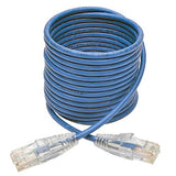 TRIPP LITE Cat6 Gigabit Snagless Molded Slim UTP Patch Cable RJ45 M/M, Blue, 1' (N201-S01-BL)