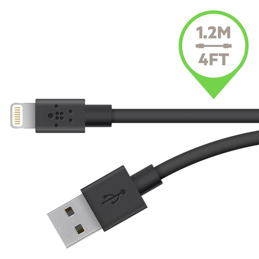 Belkin 4.8 A Dual Car Charger with Lightning Cable for iPhone 6/6S/6S Plus/7/7 Plus - Black