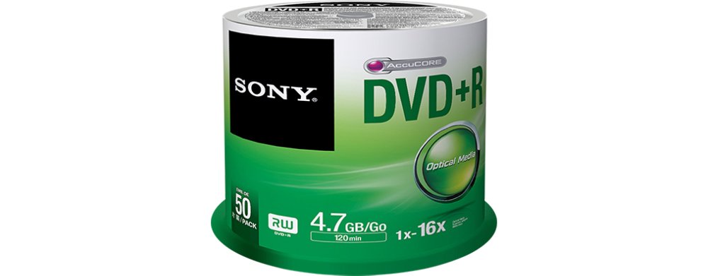 Sony 50DPR47SP 16x DVD+R 4.7GB Recordable DVD Media - 50 Pack Spindle