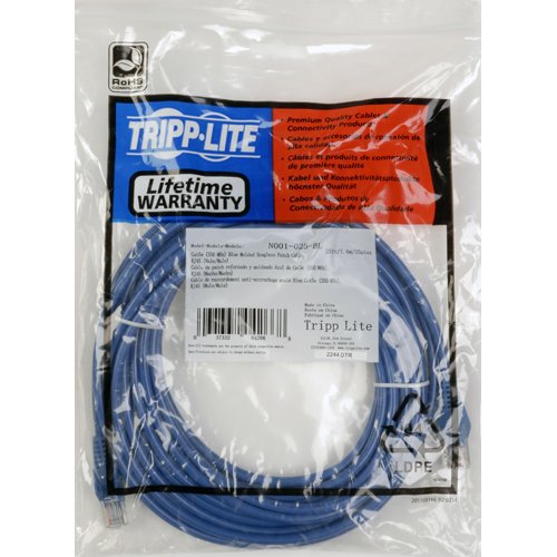 Tripp Lite N001-020-BL Cat5e 350MHz Snagless Molded Patch Cable (RJ45 M/M) - Blue, 20-ft.(N001-020-BL)