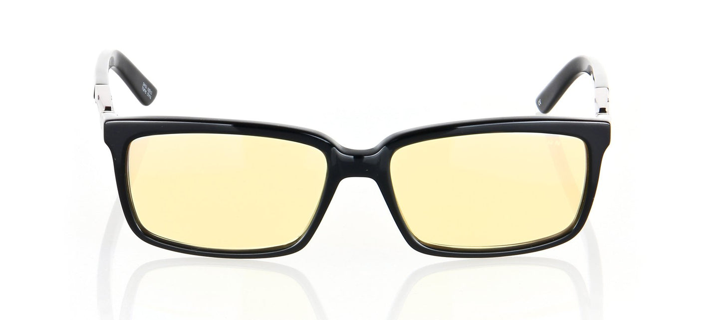 Gunnar Optiks HAU-00101 Haus Full Rim Advanced Computer Glasses with European Modernistic Detailing and Amber Lens Tint, Onyx Frame Finish