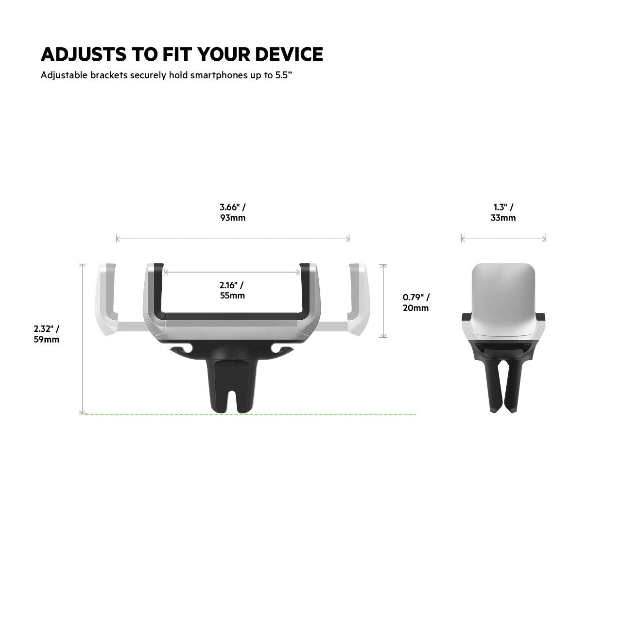Belkin Universal Car Vent Mount for iPhone, Samsung Galaxy and Most Smartphones up to 5.5" (Latest Model)(F7U017bt), Black and Silver