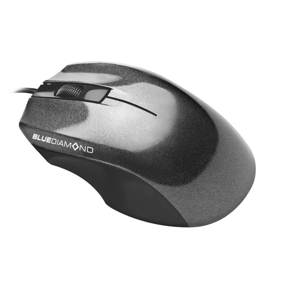 BlueDiamond Track Basic Optical Mouse - Wired USB ambidextrous mouse 1000DPI - Easy Plug and use - Extended 4.1-feet cord - For Desktop PC Laptop Computer Notebook