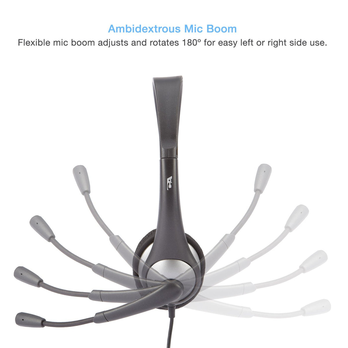 Cyber Acoustics Mono Headset, headphone with microphone, great for K12 School Classroom and Education (AC-104)