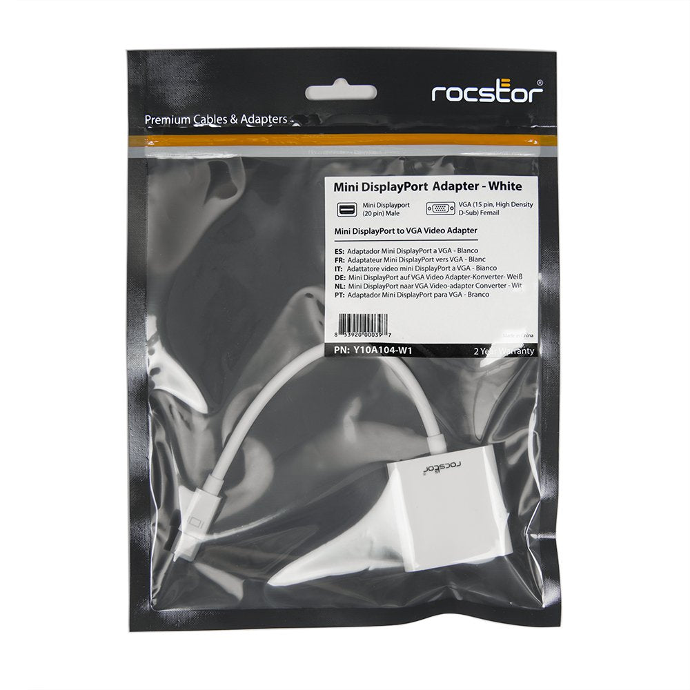 Rocstor Mini DisplayPort to VGA Adapter Convertor (Y10A104-W1)