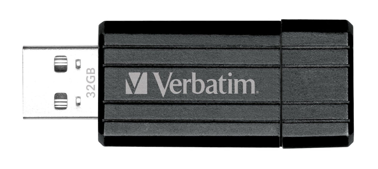 Verbatim 32GB PinStripe USB 2.0 Flash Drive, Black 49064
