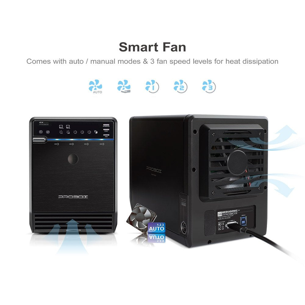 Mediasonic ProBox HF2-SU3S2 4 Bay 3.5" SATA HDD Enclosure - USB 3.0 & eSATA Support SATA 3 6.0Gbps HDD transfer speed