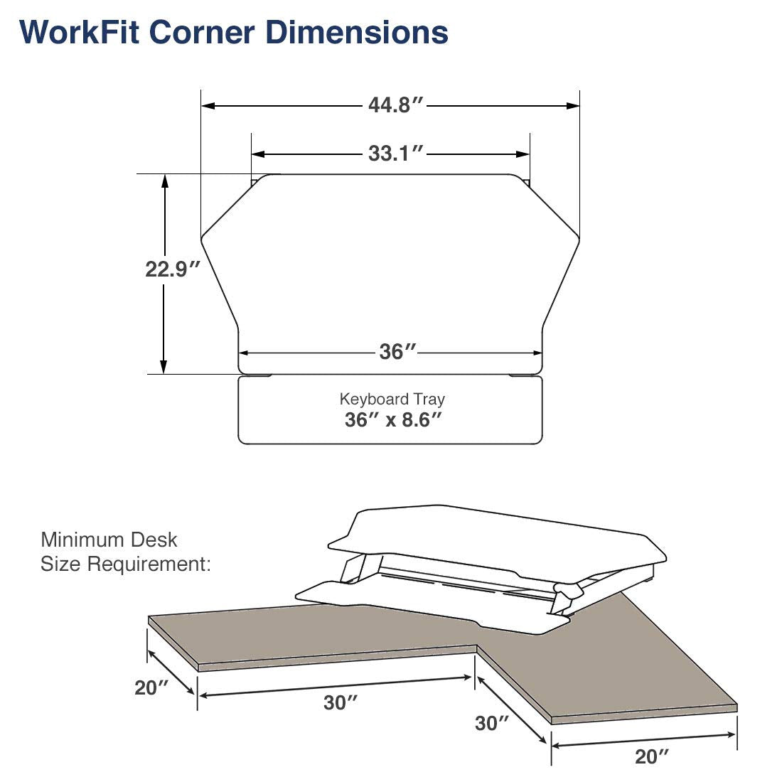 Ergotron - WorkFit Corner Standing Desk Converter - for Tabletops - 45 Inches, Black