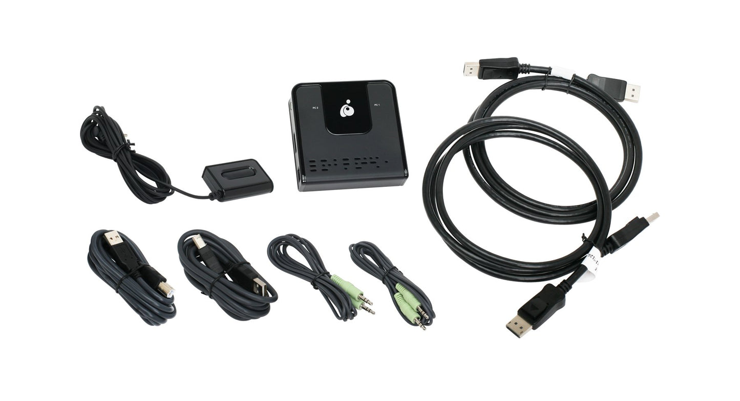 IOGEAR 2-Port Cinema 4K DisplayPort KVM, w/Full Set of Cables (GCS62DP)