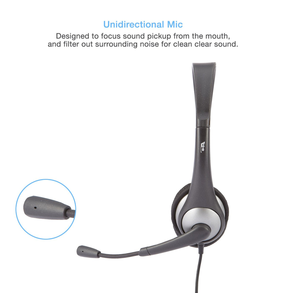 Cyber Acoustics Mono Headset, headphone with microphone, great for K12 School Classroom and Education (AC-104)