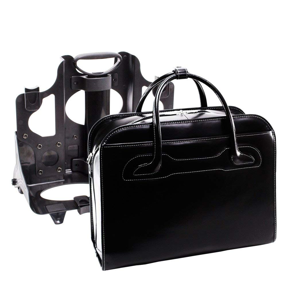 McKlein 94985 USA Willowbrook 15" Leather Patented Detachable -Wheeled Ladies' Laptop Briefcase Black