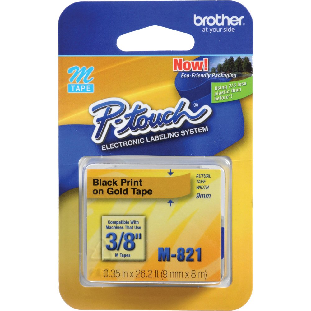 Brother - Lamination Film - Laminated Tape - Black, Golden - Roll (0.95cm X 7.9m