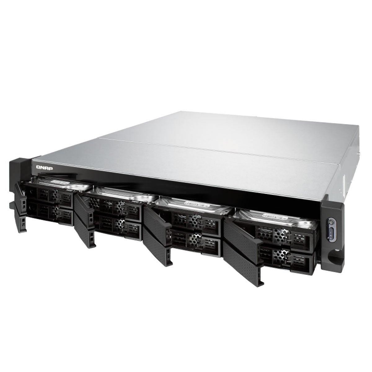 QNAP TS-863XU-RP-4G-US 2U 8-Bay AMD 64bit x86-based NAS and iSCSI/IP-SAN, Quad Core 2.0GHz, 4GB RAM, 4 x 1GbE, 1 x 10GbE (10GBASE-T), Redundant PSU