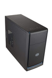 Cooler Master MasterBox E300L with Brushed Front Panel, Blue Colored Trim, and a Side Panel with Air Vent Case