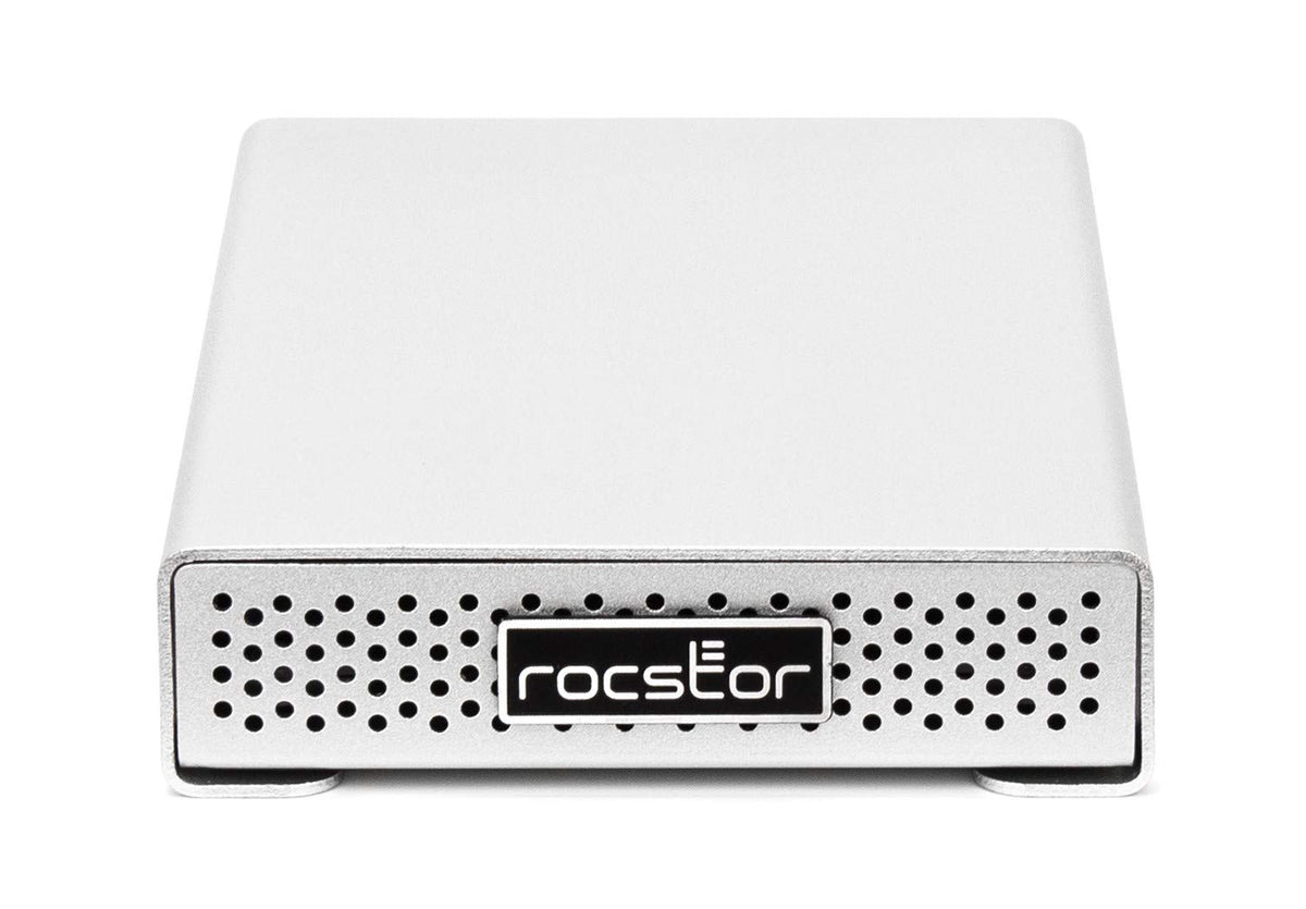 Rocstor Rocpro P31 GP31MM-01 2TB Solid State SSD Portable Professional External Hard Drive USB-C (USB 3.1 Gen 2) 10Gbps - Includes USB-C to USB-C and USB-C to USB Type-A Cables, Silver