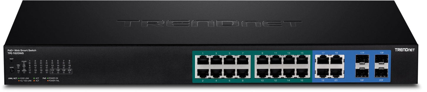 TRENDnet 16-Port Gigabit Web Smart Poe+Switch