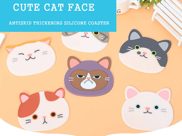 Hisen Cup Mat Coaster Antiskid Thickening Silicone Pack of 6, Assorted Color